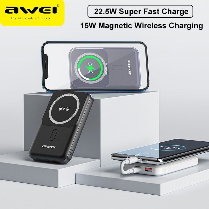 AWEI | P139K 10000mAh 磁吸無線充電流動電源尿袋充電寶移動電源行動 