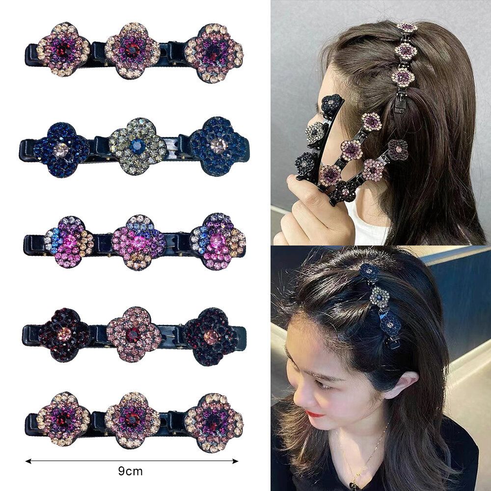 Champagne Purple Sparkling Crystal Stone Braided Hair Clips Bangs Hair Clips Braided Hair lot