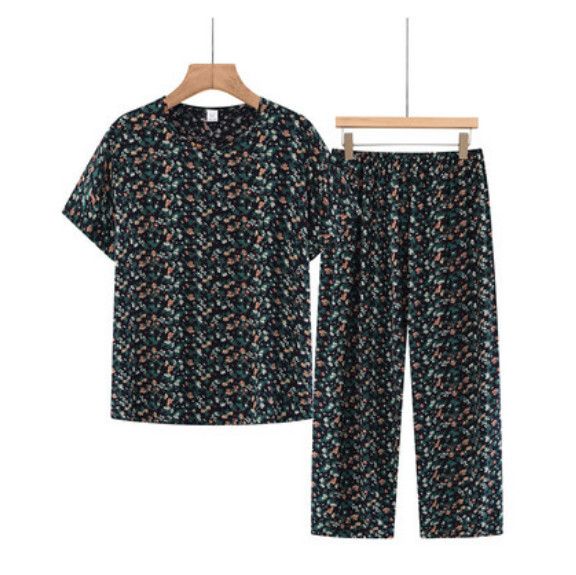 夏季中老年棉麻套裝（翠綠黃色）【尺碼：XL-3XL】【下單後聯絡客服確認發貨尺碼】F203013141