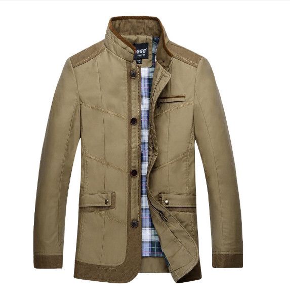 休閒加厚夾克上衣外套【M-4XL】【卡其-春秋薄款】 (下單後聯絡客服確認發貨尺碼) #H246018303