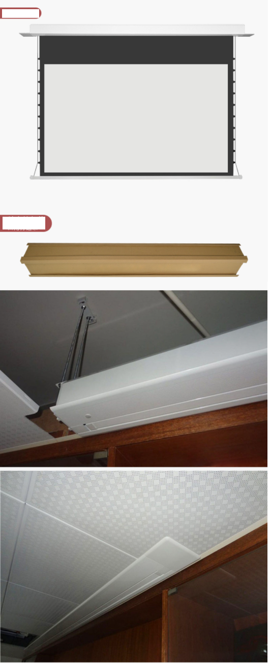 Others | 嵌入式天花幕布拉線投影幕布電動遙控升降客廳暗藏隱藏式屏幕133寸16:9納米抗光黑晶（拉線款） | HKTVmall 香港最 ...