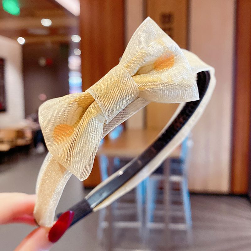 兒童蝴蝶結髮箍帶齒防滑頭箍髮飾(4#黃色小雛菊)