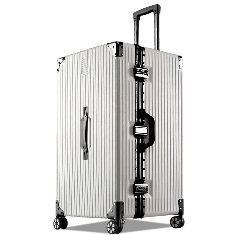 60-inch Panda White Retro Thickened Aluminum Frame 9806 Suitcase