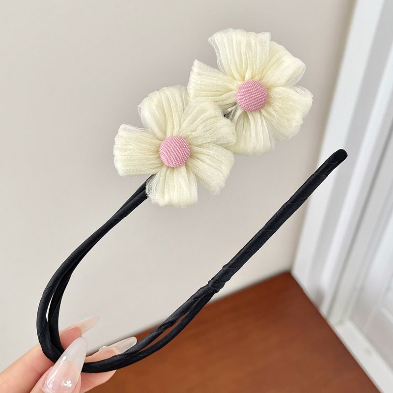 兒童花苞盤髮器 頭飾/髮飾(23-黃色雙花)