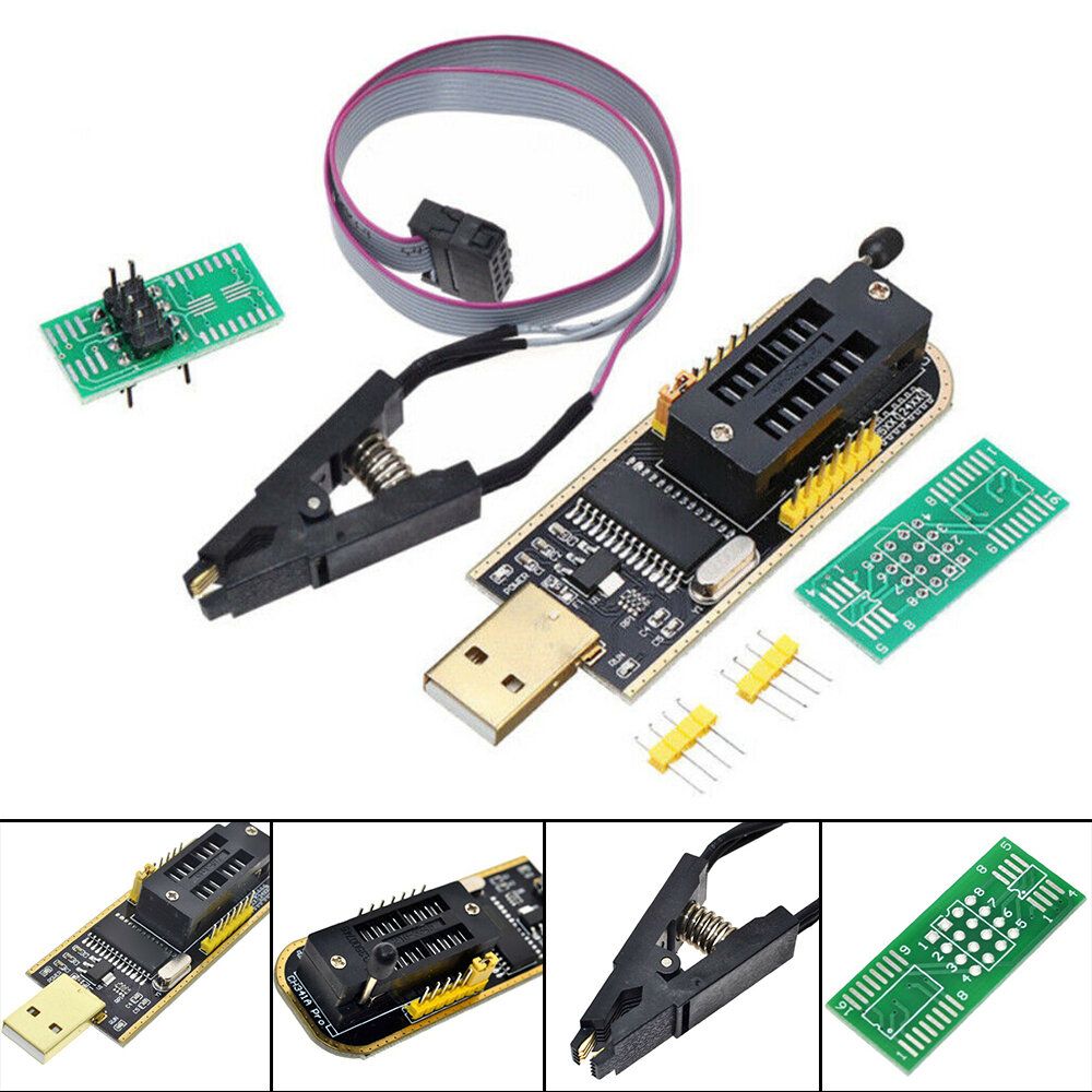 CH341A 燒錄器 USB 主機板路由液晶 BIOS FLASH 24 25 燒錄器 USB編程器模塊 SOP測試夾