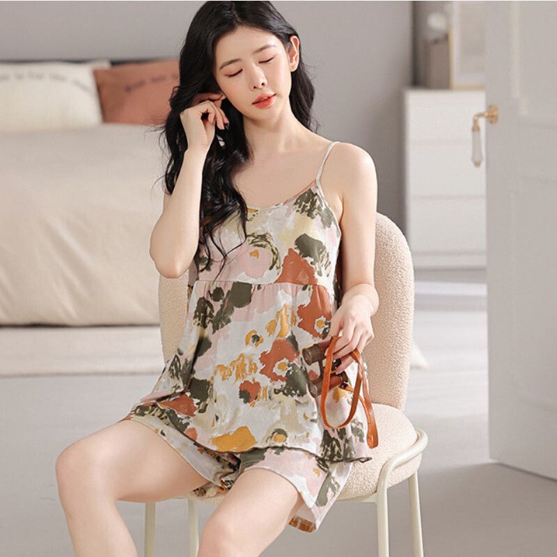 吊帶睡衣套裝【M-4XL碼 Y21024】【下單后聯絡客服確認發貨尺碼 】 