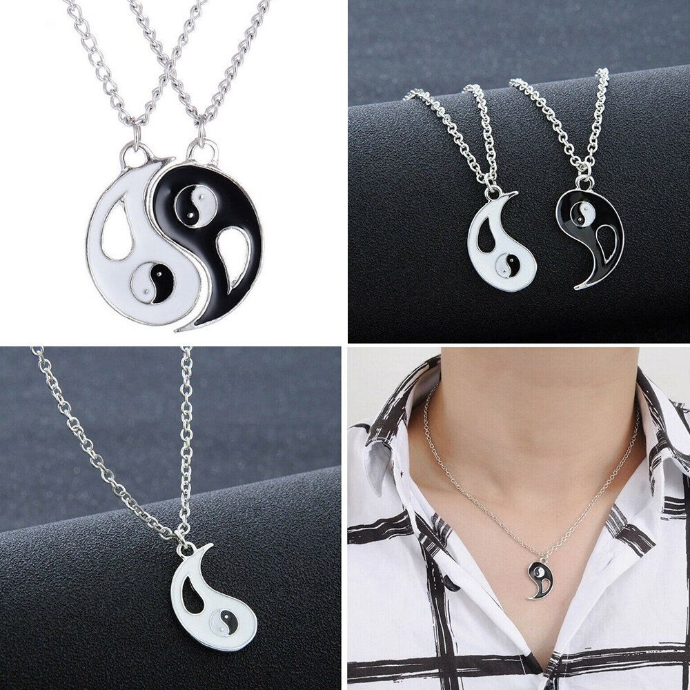 2PC/SET YIN YANG INTERLOCKING NECKLACE COUPLE GIFT FRIENDSHIP BEST FRIEND BFF