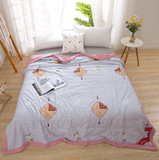 家居純棉薄被 空調被(單被 吉祥結灰)(下單後聯絡客服確認發貨尺碼)