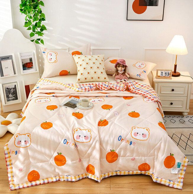 家居純棉薄被 空調被(單被 心想事橙)(下單後聯絡客服確認發貨尺碼)