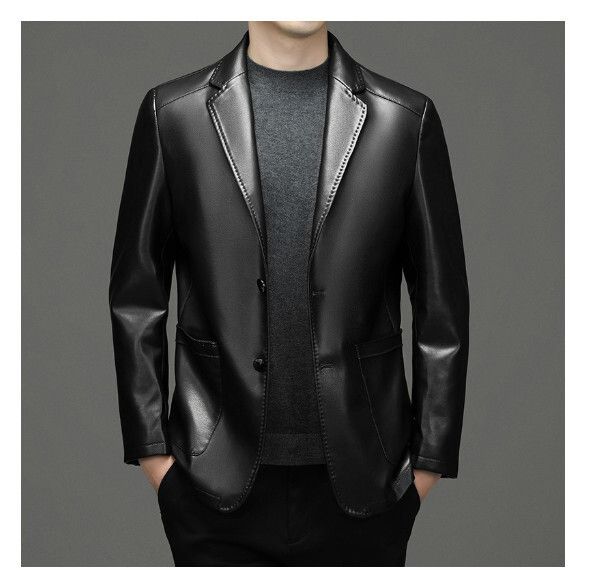 皮衣休閒外套【M-4XL】【72325黑色】 (下單後聯絡客服確認發貨尺碼) #H246018304