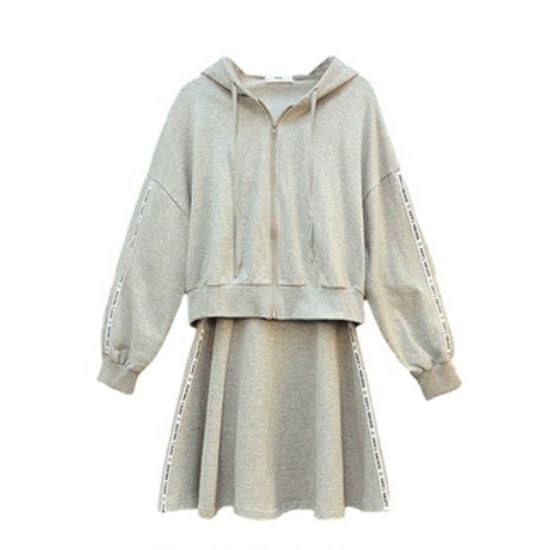 衛衣+連衣裙套裝【灰色】【L-4XL碼】（下單後請聯絡客服確認發貨尺碼）#K011004270