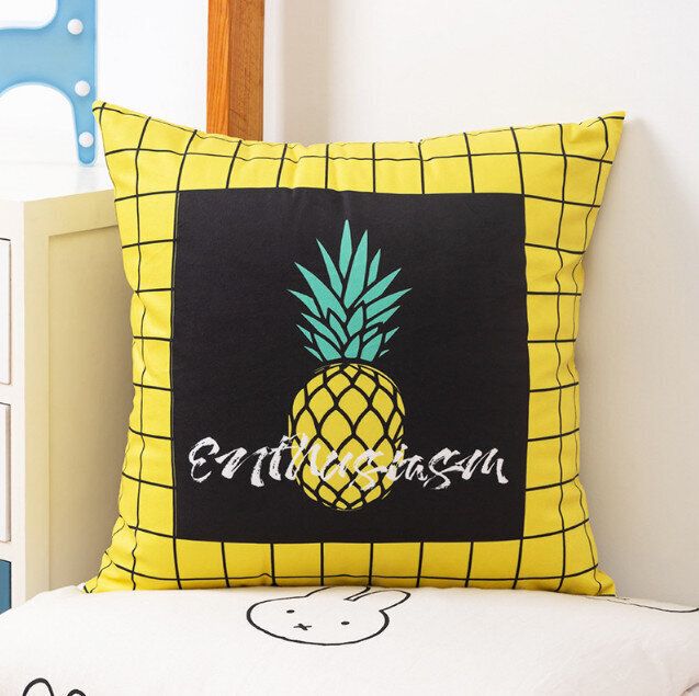 卡通動漫抱枕沙發靠枕(TM004-(15)格子菠蘿 50*50cm(枕套+芯）)