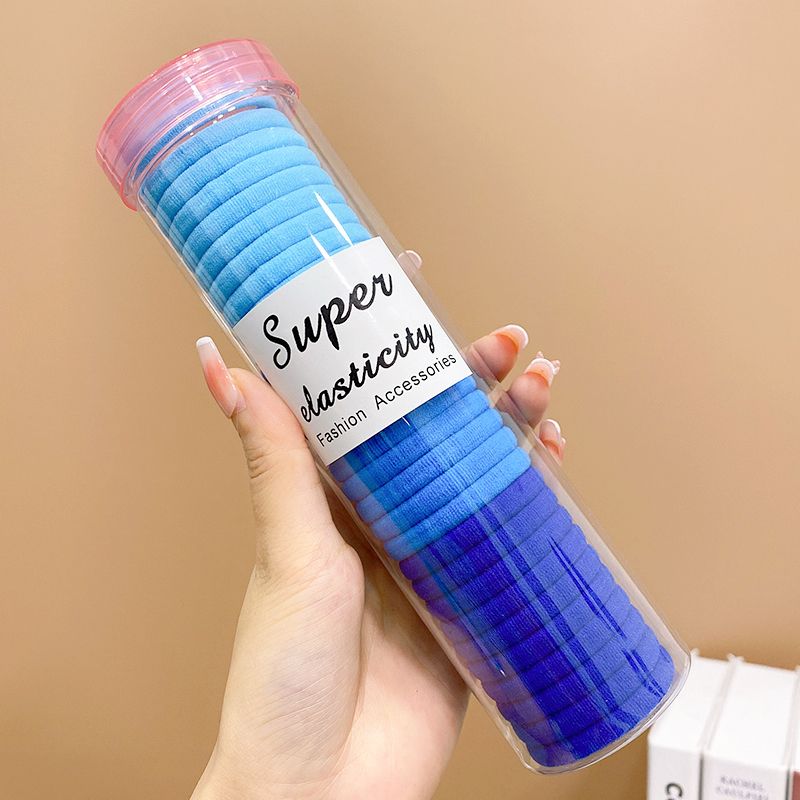 兒童高彈力橡皮筋毛巾圈髮繩髮飾頭繩頭飾(5#藍色系30根)