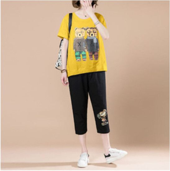 時尚休閒套裝【黃色】 (M-3XL碼) (下單後聯繫客服確認尺碼)#F158027095