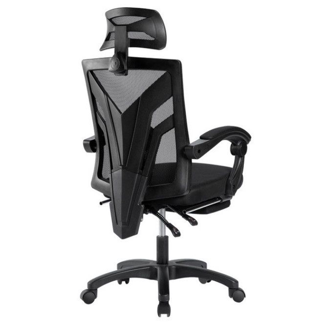 網格電腦椅人體工程學電腦椅風格簡單椅(全黑色+腳墊)#H099023287