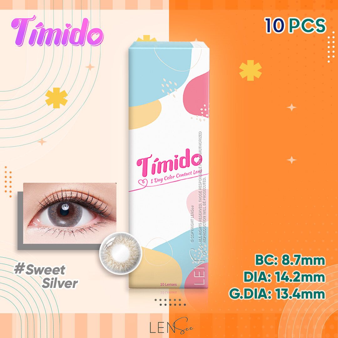 Timido 1-Day Color Contact Lenses - Sweet Silver (10Pcs) (P -0.00)