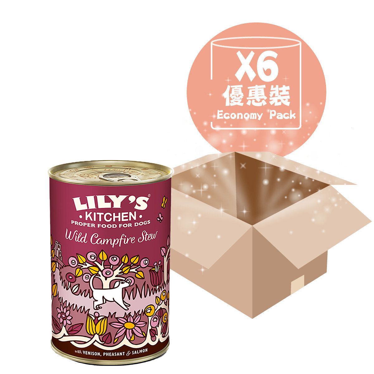 [6PCS SET]Wild Campfire Stew With Venison, Pheasant & Salmon Adult Dog Canned 400g (Dark Purple)