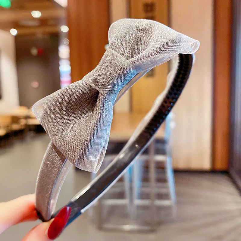 兒童蝴蝶結髮箍帶齒防滑頭箍髮飾(3#灰色)