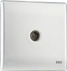 Silver SlimLine Co-Axial TV Socket single screwless clip-on front plate curved corners outlet PCSL60