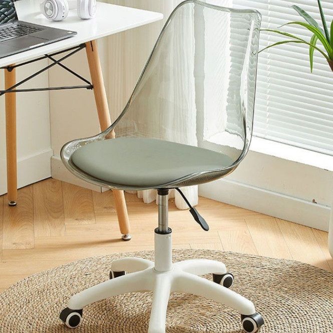 亞克力透明化妝椅轉椅辦公室可以升高降低椅(灰色+5輪)#H099023296