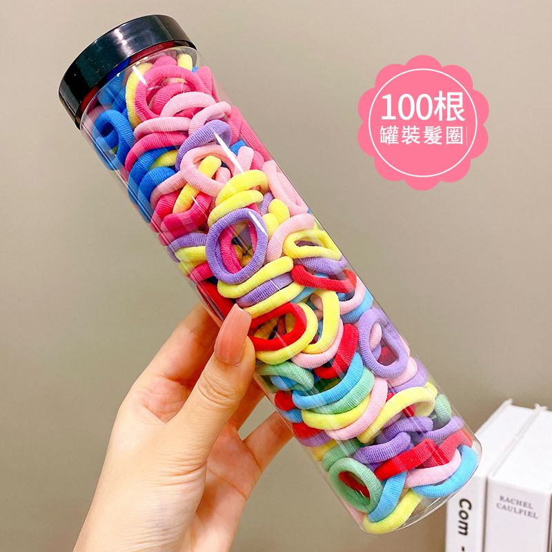 兒童高彈力橡皮筋毛巾圈髮繩髮飾頭繩頭飾(3#晶紗系100根裝)