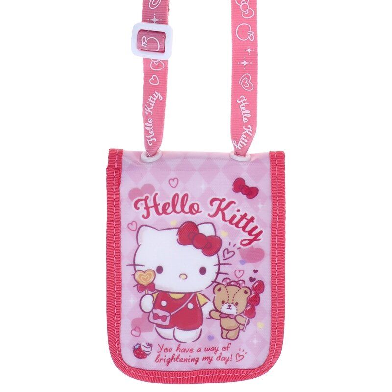 Hello Kitty Laminated Fabric Card Holder with Neck Strap