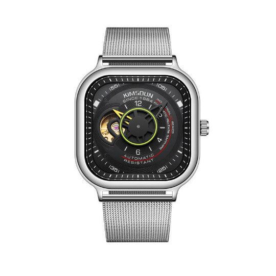 全自動機械手錶【銀殼黑面-網帶】#S038095229