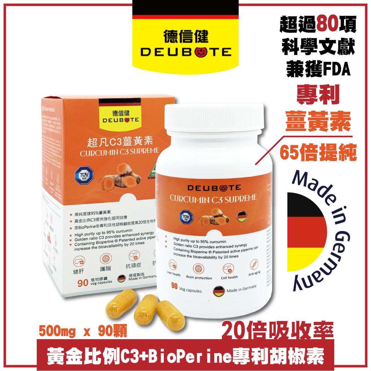 薑黃素頂級專利-超凡C3薑黃素65倍濃縮+20倍利用率+德國製造