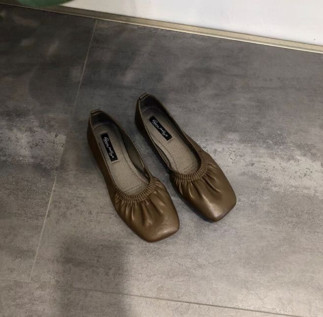 淺口褶皺平底鞋（8866-5咖啡）（35-40碼，下單後聯絡客服確認發貨尺碼）#F280004176