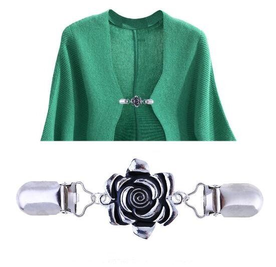 Cardigan Sweater Clip Roses Retro Collar Clip Brooch