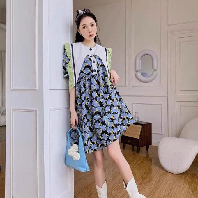 印花連衣裙(圖片色)(S/M碼)(下單後聯絡客服確認發貨尺碼)