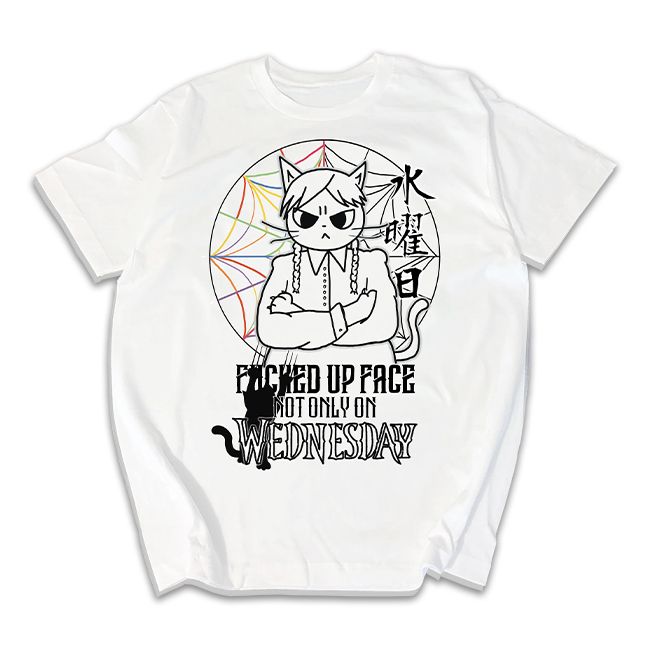 水曜日(星期三) - 黑面不只在水曜日 圓領T恤 - (成人 S-3XL) #tee #tshirt #woopnftee