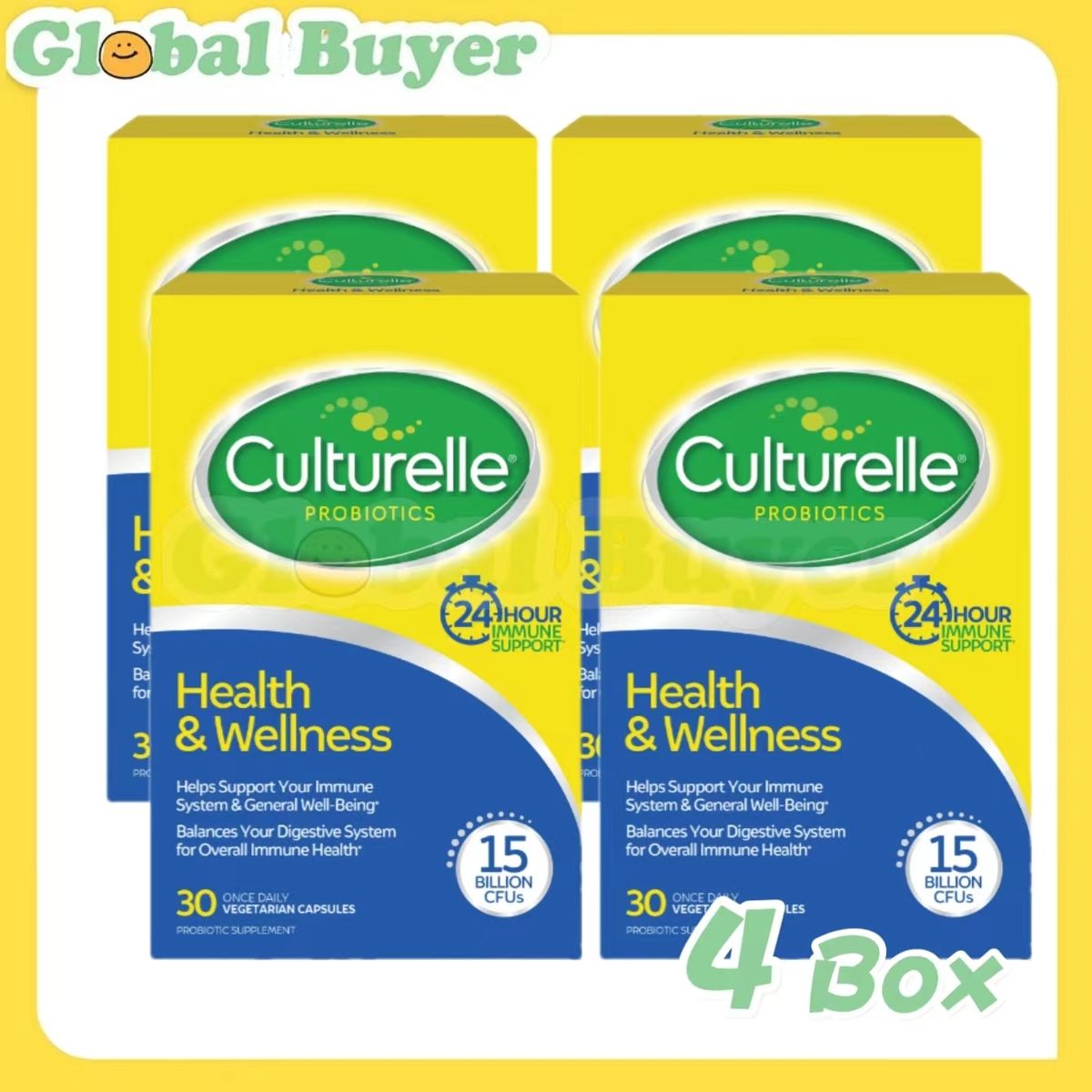 [ 4 Boxs ] Health & Wellness Probiotic 30 Vegetarian Capsules Best Before: END JUN 2027 (Parallel Im