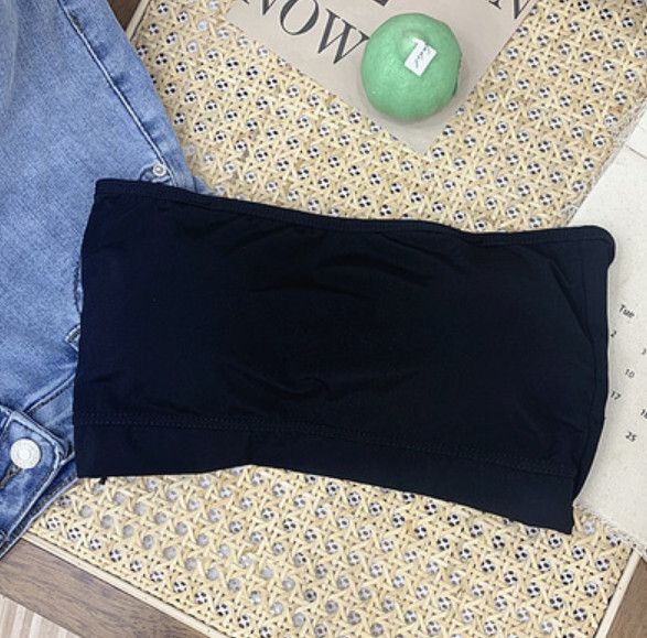 無肩帶冰絲內衣（黑色）【均碼】#F148048686