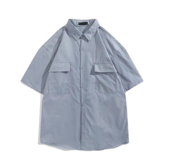 休閒工裝半袖襯衣(藍色,M-3XL碼)【下單後請聯絡客服確認發貨尺碼】#F256003028