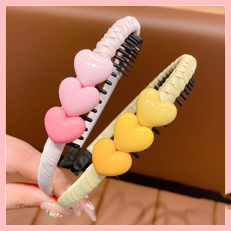 兒童可愛頭箍髮箍髮飾(20#黃色愛心-2件套)