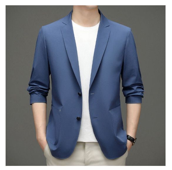 商務休閒西服上衣外套【M-5XL】【N72274藏藍】 (下單後聯絡客服確認發貨尺碼) #H246018151