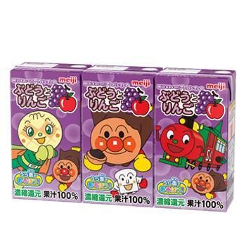 Bread Superman Children's Beverage Grape Apple Juice No Additive Drink 125ml x 3 Bottles有30日以上賞味期限