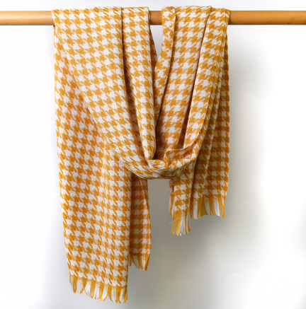 新款格子仿羊絨圍巾(規格：黃色（尺寸：70*180cm）)#M134025115