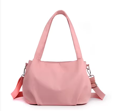 女士輕便單肩包  斜挎包大容量 簡約尼龍防水手拎包【淺粉色】#H143028890