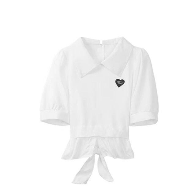 假兩件短袖襯衫（白色 S-2XL碼）(下單後聯絡客服確認發貨尺碼)#F111048496