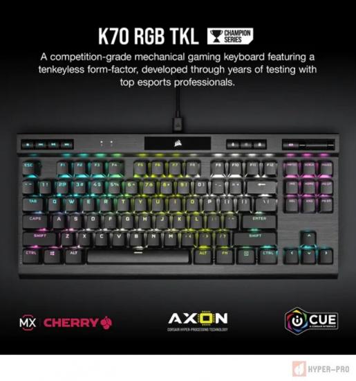 CORSAIR | K70 RGB TKL 機械遊戲鍵盤- CHERRY MX SPEED (銀軸) | 顏色