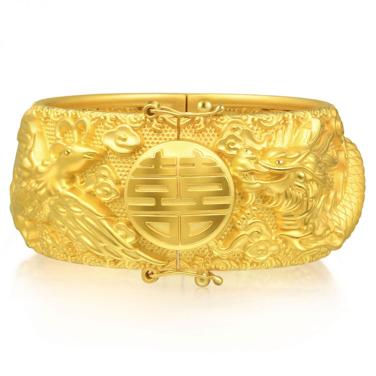 Chinese Wedding Collection 999.9 Gold Bangle 91875K Price-by-Weight approx 0.99 tael