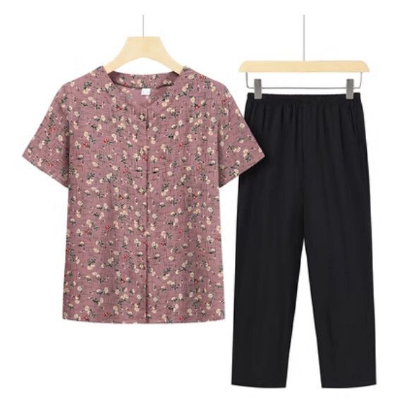 夏季中老年開衫套裝（10號色套裝）【尺碼：XL-5XL】【下單後聯絡客服確認發貨尺碼】F203013221