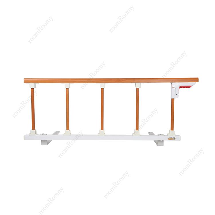 Foldable anti fall bedside guardrail, safety handrail for getting up, assist handrail frame, wake up assist device, wood grain color (extended fifth gear/fifth section 115x40cm) - YB1006WD