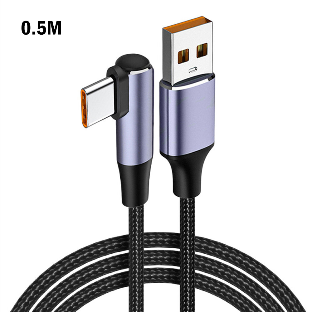 [0.5m] Single Elbow Braided Cable 6A Fast Charge Data Cable TYPE-C Flash Charge 100W Fast Charge Cable [Parallel Import]