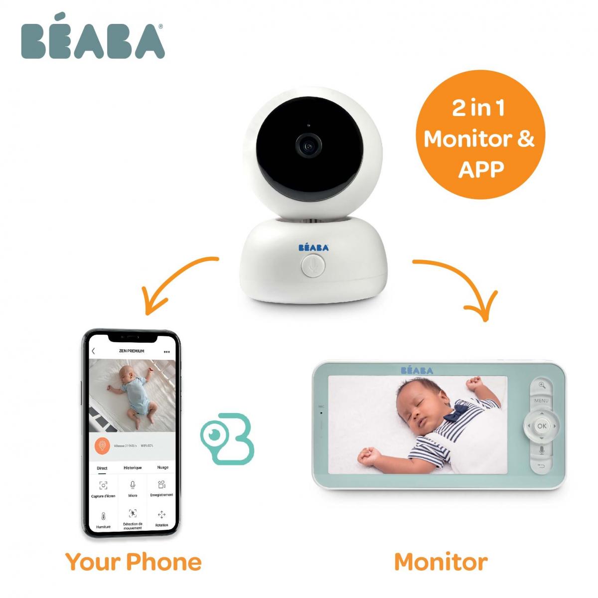 Zen premium 5 Inch Wifi baby video monitor (BS Plug) Camera 1080P Full HD with 720P Screen horizontal 360° rotational views APP Connect [2 years warranty]