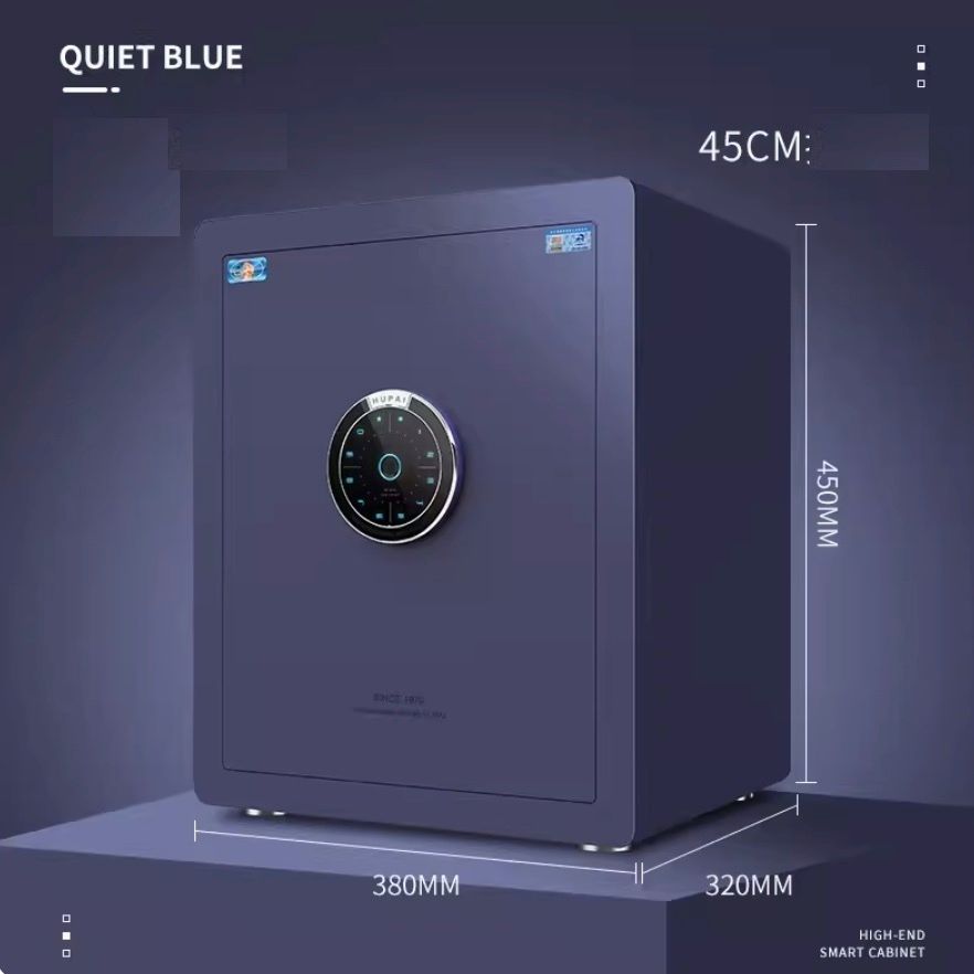 家用小型炫彩指紋夾萬（45CM靜謐藍【WiFi遠程監控-自動開啟】）