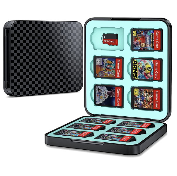 遊戲卡盒 switch OLED 12位卡帶盒 內置淺藍色矽膠 磁吸卡盒 配件 Switch 配件及配件袋