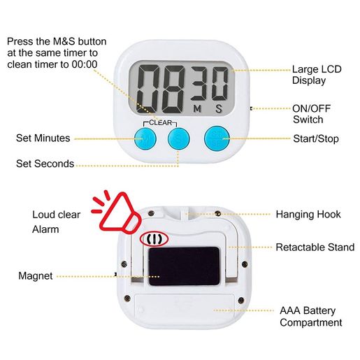 Magnetic Digital Timers Loud Alarm Kitchen Timers for Cooking Wholesale -  China Kitchen Timers, Gift